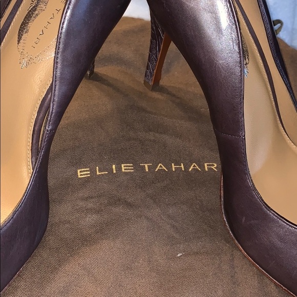 Rare Find!!! Ellie Tahari Eur Sz 40 Choc Bwn Heels - Picture 2 of 11